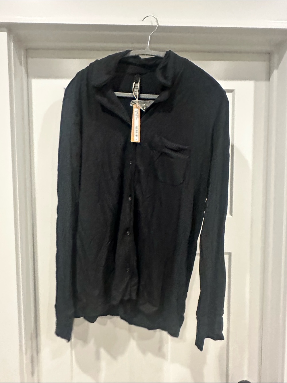 SKIMS Black Long-Sleeve Button-Up Shirt